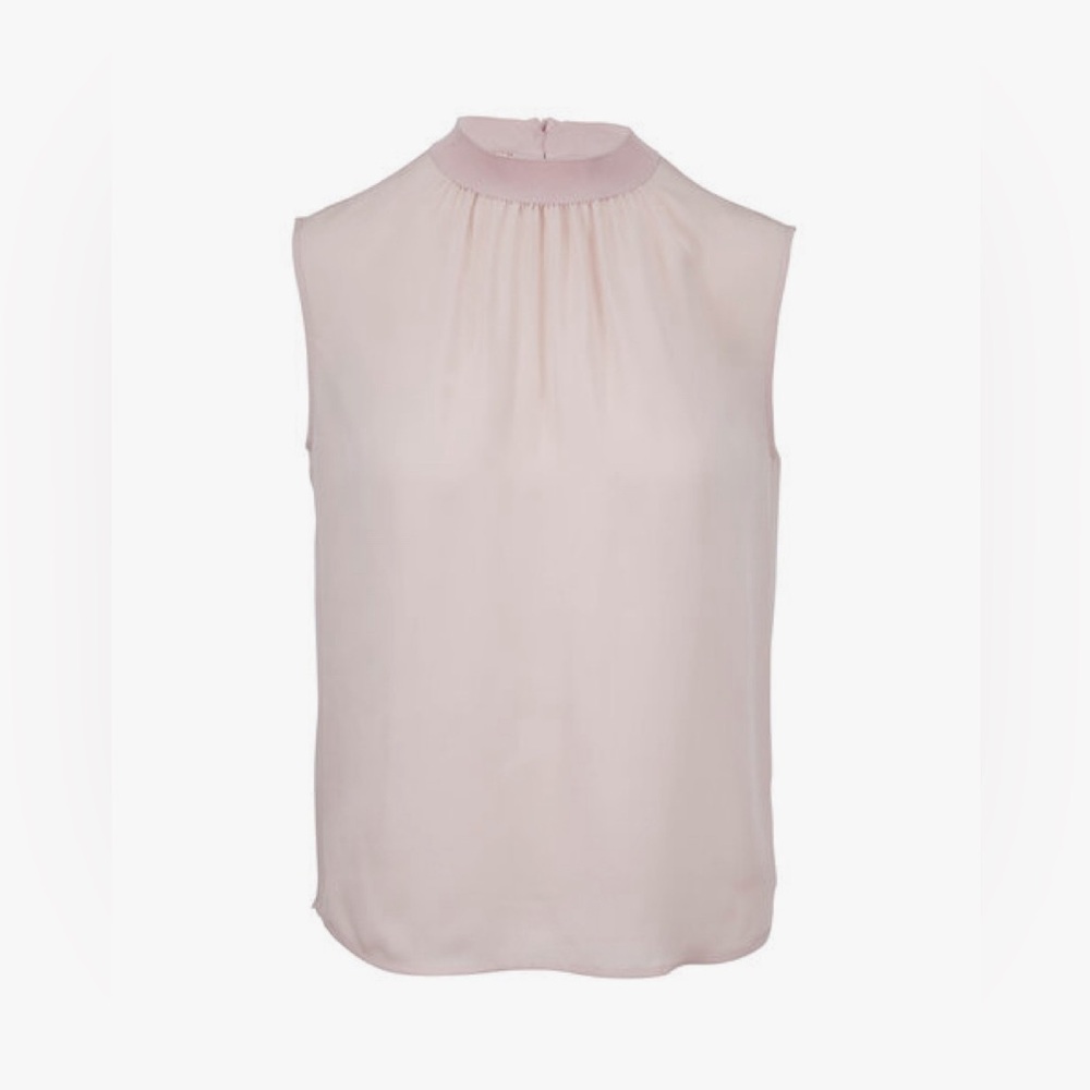 VINCE Rosa Seco Silk Rib Trim Shell - Picture 2 of 3